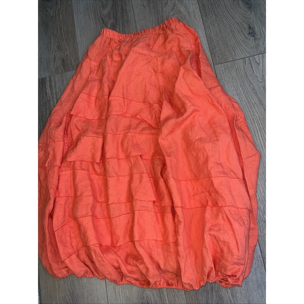 Bodil ORANGE 100% Linen Skirt SIZE SMALL MADE IN THE USA - Picture 2 of 7